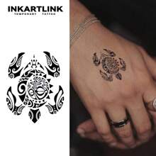 INKARTLINK INKARTLINK Technologie révolutionnaire Tatouage 3 pièces Tortue Botanique Tatouages temporaires, Tatouages magiques durant 15 jours, Tatouages semi-permanents, Faux tatouages réalistes, Durables 1-2 semaines