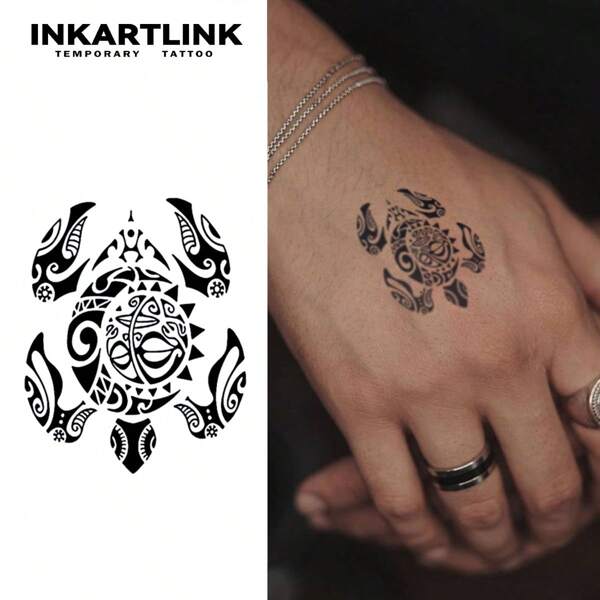 INKARTLINK INKARTLINK Technologie révolutionnaire Tatouage 3 pièces Tortue Botanique Tatouages temporaires, Tatouages magiques durant 15 jours, Tatouages semi-permanents, Faux tatouages réalistes, Durables 1-2 semaines