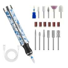 Cordless Electric Nail Drill, Nail File Machine, Manicure Polishing Tool Kit For Acrylic Gel Nail, Grinding Polishing Trimming, Nail & Pedicure Set, Mother's Day Gift - Blue and White - View 2