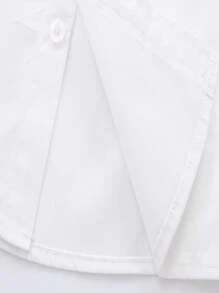 Camicia bianca a maniche lunghe con colletto versatile per ragazze, stile minimalista, indispensabile per la scuola e il casual