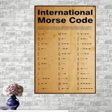 1pc International Morse Code Education Learning Print Canvas Wall Art Decor Poster, Home Office Farmhouse School Classroom Kitchen Living Room Bedroom Wall Decor, No Frame