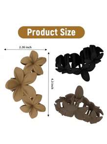 4 件/1 件女士黑色、白色、卡其色、棕色 4.33 英寸大尺寸轻质塑料发夹，时尚百搭高端优雅简约纯色发夹配饰适合日常外出、休闲、派对、通勤、度假领带、发髻、洗脸、化妆、协调服装、爪夹、发夹、发夹、沙滩配饰秋冬花朵发饰女士 - 彩色 - 查看 4