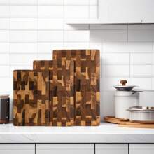 1 Stück/3 Stück Schneidebrett aus Akazienholz, Holz-Hackbrett, doppelseitiges mehrstufiges rechteckiges Holz-Schneide-Tablett für die Küche