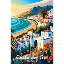 1pc Wall Arts Posters Optional Frame Travel Canvas Poster, Retro Travel Poster Malaga City Canvas Printing Art Village Beach Sunshine Coast Retro Wall Art Picture Mural Home Decoration, Frameless ,Wall Art With Frame - Multicolor - View 41