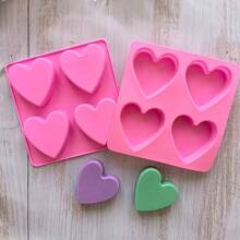 1 个心形肥皂模具 4 腔 - DIY 手工肥皂制作用品 - 适合肥皂爱好者和工匠 - 情人节和生日的完美礼物