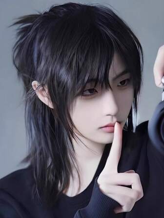 Fashion Black Fiber Wigs For Men And Women, Anime Martial Arts Style Straight Half Ponytail Wigs Cosplay Wigs - Fashionable And Durable For Everyday Festivals Halloween