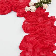1pc Large Red Braided Table Runner, Cheese Cloth Bohemian Gauze Table Cloth, Romantic Sheer Fabric Table Mat, Suitable For Wedding Party, Bridal Shower Gift