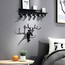 1/2 Piezas - Decorativo gancho estilo asta de ciervo para el hogar, estante de pared colgante creativo personalizado, ganchos de pared en forma de cabeza de ciervo para llaves, sombreros y abrigos
