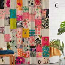 1pc Printed Waterproof Shower Curtain With 12 Plastic Hooks, Machine Washable, Bathroom Divider, Tub Curtain, Bathroom Decorative Window Curtain Back To School