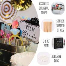 31 pièces Accessoires pour photomaton de mariage - Panneaux pour photomaton de enterrement de vie de jeune fille et douche de mariage, multicolore, convient pour mariage, remise de diplôme, anniversaire et événements de célébration - Décoration amusante et festive
