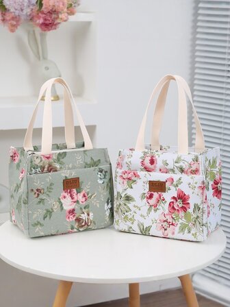 1入組印花便當袋手提式冰包保溫包防水隔熱午餐袋便當盒袋