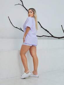 Conjunto 2 Peças Kimono e Shorts PREMIUM - Lilas - Visão 8