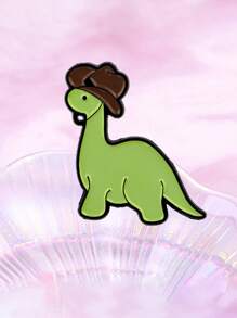 1 pièce Broche épinglette en émail à motif mignon de dinosaure. Épinglettes de revers pour sac à dos, vêtements, accessoires, bijoux dessin animé, décorations de fête, cadeau