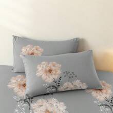 3pcs Fitted Sheet Set, Printed Fitted Sheet Set (Including Pillowcase, No Filling), 100% Polyester Fabric Printed Fitted Sheet & Bed Cover Set, Washable, Modern Minimalist Home Bedding