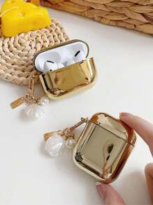 Funda para audífonos inalámbricos Bluetooth 1/2/3/4, Pro/Pro2 con colgantes de perlas falsas con acabado enchapado