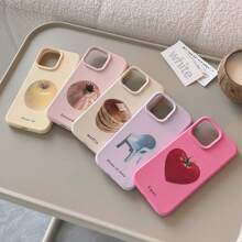 Funda de teléfono suave con diseño de fruta minimalista y creativo con forma de corazón, 1 pieza, para las series de Apple iPhone 16/15/14/13/12/11, estilo Ins, primavera y verano