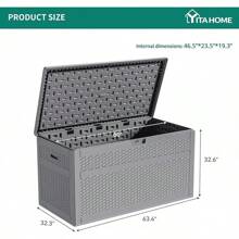 YITAHOME 200 Gallon Large Deck Box, Double-Wall Resin Outdoor Storage Box With Flexible Divider Patio Cushions Pool Supplies Garden Tools, 990 Lbs Load Capacity, Lockable (White) - Màu Xám nhạt - Xem 7