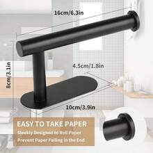 HEE RAK Wall Mounted Kitchen Roll Holder, Self Adhesive Kitchen Roll Holder Or Drilled Hole Dual Use For Kitchen Cabinet Or Bathroom - Black
