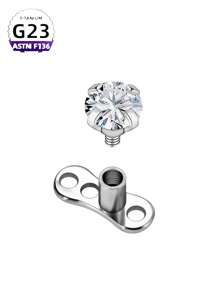 1pc Titanium Alloy 14g Opal Genuine Leather Subdermal Piercing Jewelry Titanium Exquisite Crystal Microcrystal Fashion Cute Versatile Flash Diamondcing Stud Punk Personalized Jewelry - Multicolor - View 10