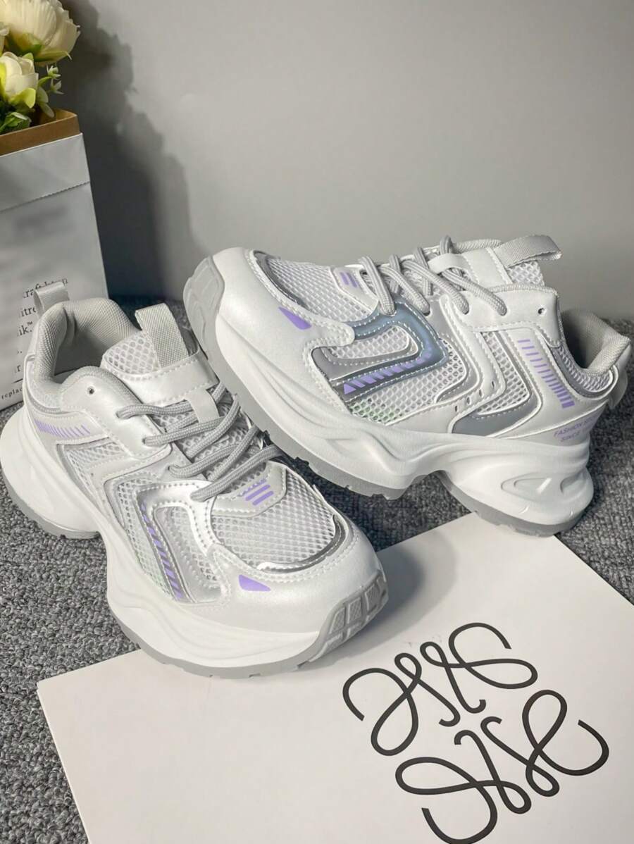 Women's Mesh Thick-Sole Sneakers, Lightweight Comfortable Soft Bottom Versatile Running Casual Sports Shoes, Spring 2025