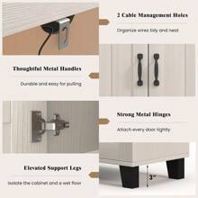 2025 New Giantex Buffet Cabinet  Storage Cboard - 3 Door Sideboard  Adjustable She, Cable Management Hol, Anti-Tipping Kits, Coffee Bar Console Cabinet For Living Room (Whitewash)