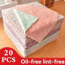 10 pièces/20 pièces Chiffons de vaisselle de couleur aléatoire : non adhésifs, absorbants, ne peluchant pas. Chiffons de nettoyage de cuisine épais et durables pour laver la vaisselle, essuyer les tables.