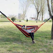 1 Set Of Hiking, Camping, Canvas, Single And Double Hammocks, Outdoor Camping, Leisure, Indoor Swing, Thick Striped Hammock