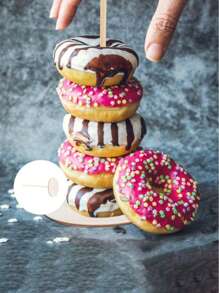 3 件木制甜甜圈展示架，甜点下午茶派对托盘，适用于婚礼、情人节、圣诞节