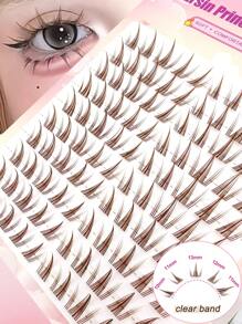100pcs 10-13mm Brown Cluster Lashes False Eyelashes Cat Eye Lashes C Curl Cluster Brown Lash Clusters Natural Lash Extensions Wispy Eyelash Clusters 100 Pcs C Curl Lashes Clusters For Everyday Wear Beginner Friendly Brown Cluster Eyelash Extensions - màu nâu - Xem 4