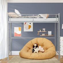 Metal Loft Bed Twin Size, Heavy Duty Loft Bed Frame With 2 Ladders, Twin Over Loft Bunk Bed With Full-Length Guard, Space-Saving Bed Frame For Kids Teens Adults, No Box Spring Needed (White)