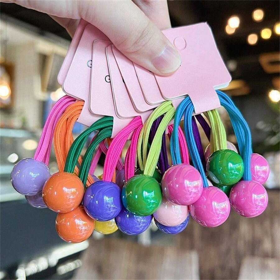 14pcs Set Colorful Elastic Double Ball Hair Scrunchies - Harmless, Cute ...