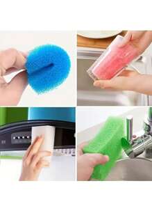5 szt./1 szt. Kolorowe gąbki kuchenne - nieprzywierające, beztłuszczowe gąbki czyszczące o fakturze przypominającej luffę, ułatwiające mycie naczyń i sprzątanie domu