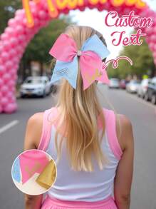 1 件定制女孩发带个性化名字发带亮片闪光发带女孩多色头发弹性儿童啦啦队蝴蝶结精致定制啦啦队蝴蝶结发带发饰啦啦队女孩发圈啦啦队蝴蝶结发带发带弹性带水钻蝴蝶结发绳女孩发饰，婚礼发饰 - 彩色 - 查看 5