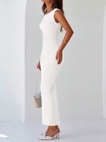 Women Elegant One Shoulder Mesh Maxi Dress Maxi Dress Summer Sleeveless Ruched Slit Back Bodycon Dress Formal Cocktail Wedding Guest Night Out Evening Valentine's Day Long Maxi Dress - 白色 - 查看 3