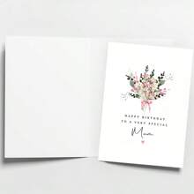 1 张带信封的妈妈花卉生日贺卡 - “祝特别的妈妈生日快乐”信息，优雅的手绘花卉设计，非常适合母亲节或生日庆祝活动，母亲节送给妈妈的礼物 - 彩色 - 查看 6
