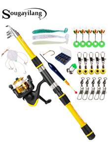 SOUGAYILANG Basic/Lightweight And Portable Complete Fishing Rod Kit – Telescopic 1.8M/5.9FT Rod, Spinning Reel & Accessories – Ideal For Beginner & Pro Anglers - Multicolor - View 16