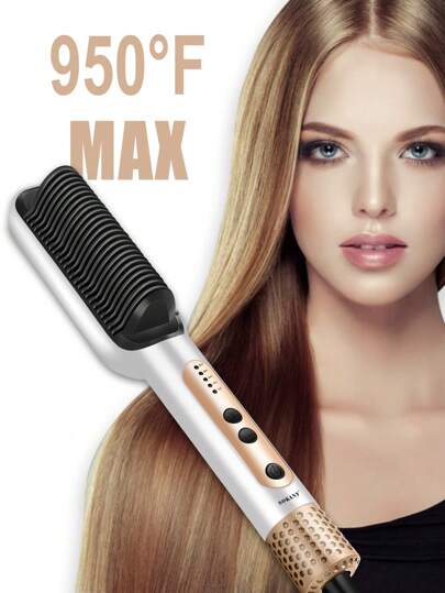 SOKANY Cepillo alisador con precalentamiento - Cuida suavemente el cabello, crea fácilmente un cabello liso y suave, diseñado para mujeres, crea peinados ondulados