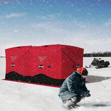 Studyset Portable Ice Fishing Tent - Spacious 4 To 6 Person Pop-Up Ice Shack For Winter Fishing,Pop-Up Portable Hub-Style Ice Fishing Shelter - Durable And Weather Resistant - Red - View 7