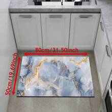1 pieza Felpudo de bienvenida con patrón de rayas de mármol - Antideslizante, apto para interior/exterior, absorbente de agua y resistente a la suciedad, apto para dormitorio, baño, cocina, entrada - Decoración del hogar lavable, tapete suave y esponjoso para primavera y verano