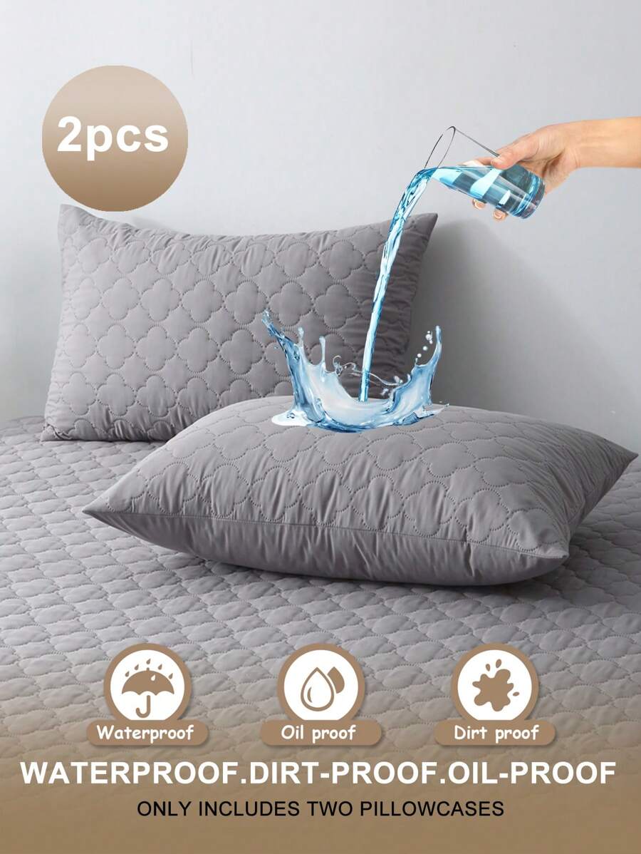 2 件 100% 防水枕套防尘防油绗缝拉链套枕套不起球，柔软透气枕头保护套，枕套，无异味，无噪音