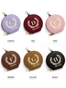 Customized Fashion Faux Leather Coin Purse With Keychain, Personalized Anti-Theft Zippered Pouch With Zip Pocket For Earphones & Lipstick, Custom Mini Wallet Purse Wallet Coin Wallet, Anniversary Gift, Valentine Gift, Birthday Gift, Wedding Gift, Mother'S Day Gift, Best Friend Gift - Multicolor - View 7