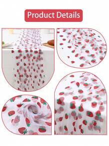 1 pieza Camino de mesa con estampado de fresa, 75cm*300cm Camino de mesa de malla, adecuado para cumpleaños, recepción de bodas, decoración de cumpleaños, fiesta de bodas, decoración del hogar, camino de mesa con tema de fresa de verano, decoración de mesa de comedor para fiestas festivas - Fondo blanco fresa - Ver 8