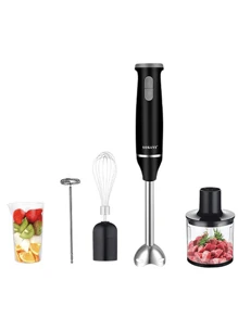 SOKANY 1 Stück elektrischer Handmixer, 2-Gang, 4-in-1: [Handmixer, Quirl, Fleischzerkleinerer, Messbecher], verwendet für Smoothies, Suppen und Dips, Edelstahl