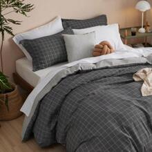 Bedsure Duvet Cover King Size - Reversible Floral Duvet Cover Set With Zipper Closure, 3 Pieces Grey Bedding Set With 8 Corner Ties And 2 Pillowcases 20"X26" - 04 - 深灰色(無被子) - 查看 6