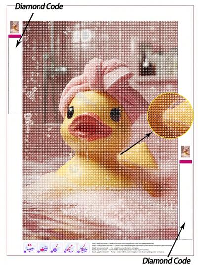 1pc 5D DIY Diamond Painting Kit - Relaxing Rubber Duck In Bathtub, Fun Bathroom Wall Art, Sparkling Diamond Painting Tools Kit For Home Decor & Gift Diamond Painting Diamond Art