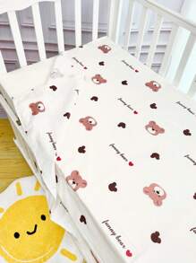 1pc Cotton Soft & Breathable Fitted Sheet With Animal Print, Suitable For Baby Crib, Bassinet, Oval And Rectangular Mattresses, For Infant Boys And Girls, All Seasons - White - View 22