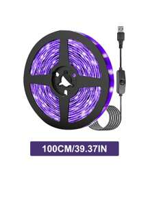 LED UV Black Light Strip Purple LED Light Strip USB Interface With Switch UV LED Non Waterproof Black Light Suitable For Fluorescent Dance And UV Body Coating