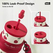 [Sidagar] 24oz  Leak-Proof Cup Lid,Non-Slip Noise Reduction Pad At The Bottom,StainlessSteel Cup,Portable Watertight Straw Mouth,Wide Mouth And Narrow Bottom For Easy Cleaning And CarLoading - SG-白色 - 查看 8
