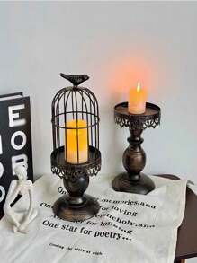 1 Peça Suporte de Vela em Gaiola de Pássaro Vintage, Suporte de Vela Retrô, Peça Central de Mesa de Casamento, Suporte de Vela de Ferro, Decoração Doméstica, Decoração de Casamento, Presente de Natal, Presente de Halloween, Presente de Volta às Aulas, Presente do Dia do Professor, Iluminação de Natal, Decoração de Natal, Diabo, Lembrança de Formatura, Uma Vela Grande Altamente Perfumada, Contrato de Casamento, Distribuição do Eid Al-Adha, Cerimônia de Formatura, Cordeiro do Eid Al-Adha, Difusor, Quintal, Suporte de Vela Dourado - Porta-velas vintage multicolorido em formato de gaiola - Visão 8