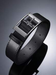 1pc Black Gun-Shape Wide Rectangular Jin-Style Buckle Decor Casual Men's Belt Casual, Business, Boyfriend Husband Father Dad Men Gift, Daily Wear, Fashion, Teen, Outdoor, Vacation, Athletic, Travel, Street, Boho, Vintage Fall, Autumn, Halloween Autumn-Winter Accessories,Suitable For Teens, Youth,Men,Casual, Outdoor, Athletic, Vacation, Graduation Gifts, Birthday, Daily Wear